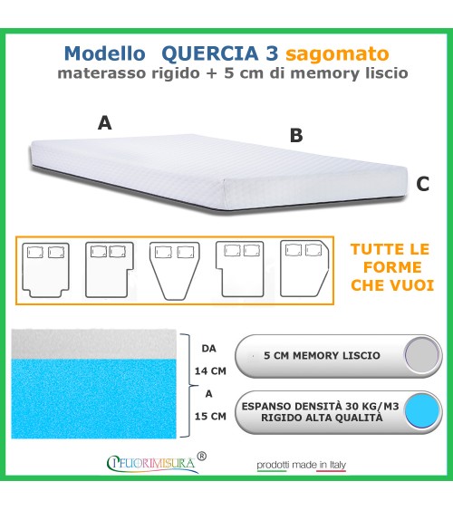 Modello Quercia3 sagomato - materasso rigido con 5 cm di memory
