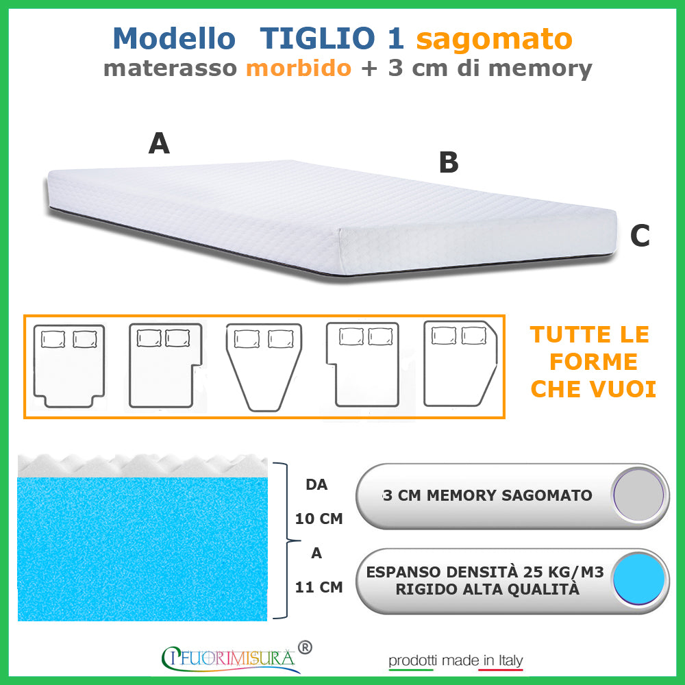 TIGLIO1 - MATERASSO MEMORY PER CAMPER-BARCA-MORBIDO