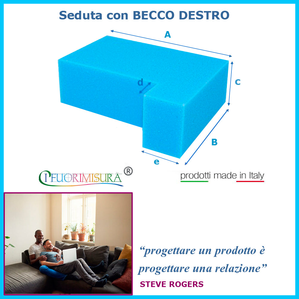 Seduta con becco destro basso spessore