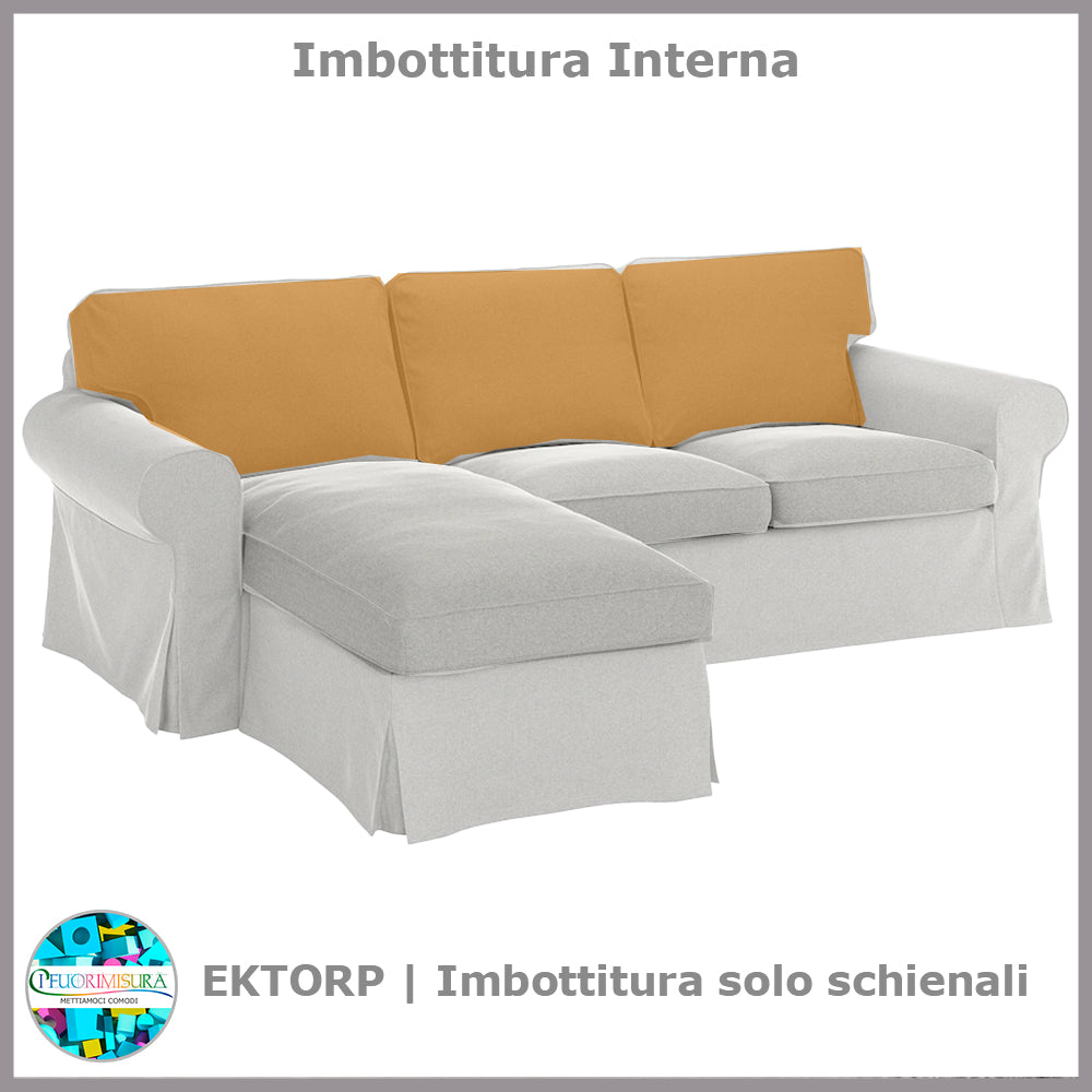 Imbottiture interne cuscini schienali Ektorp Ikea tre posti con chaise longue