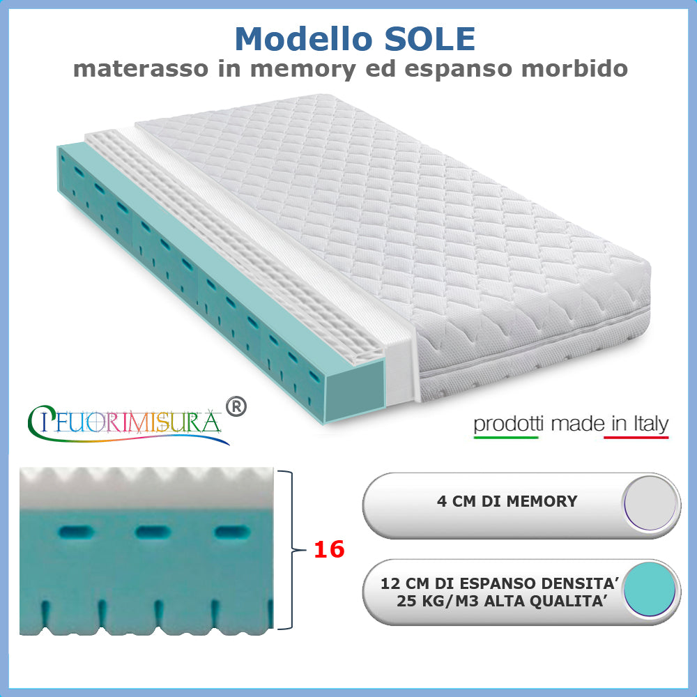 Materasso modello SOLE - morbido in memory ed espanso