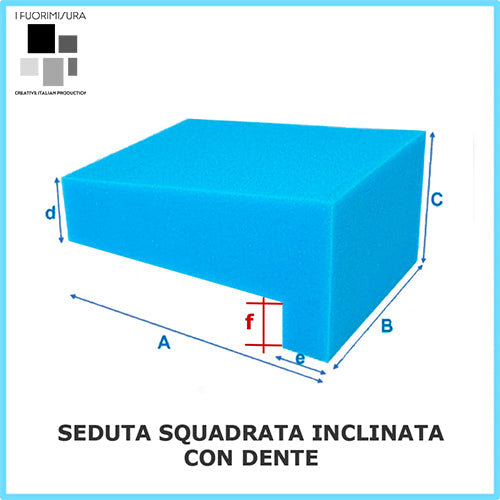 Asiento CUADRADO INCLINADO CON DIENTE [grosor medio-alto]