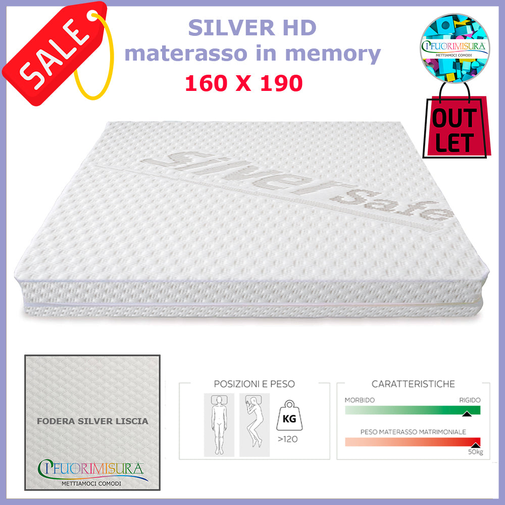 Silver HD misure 160x190 con fodera Silver Safe