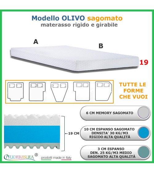 Modello Olivo sagomato - materasso rigido con 6 cm di memory