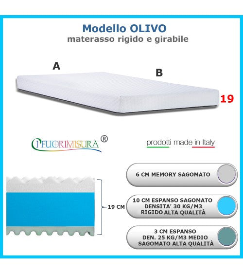Modello Olivo - materasso rigido con 6 cm di memory