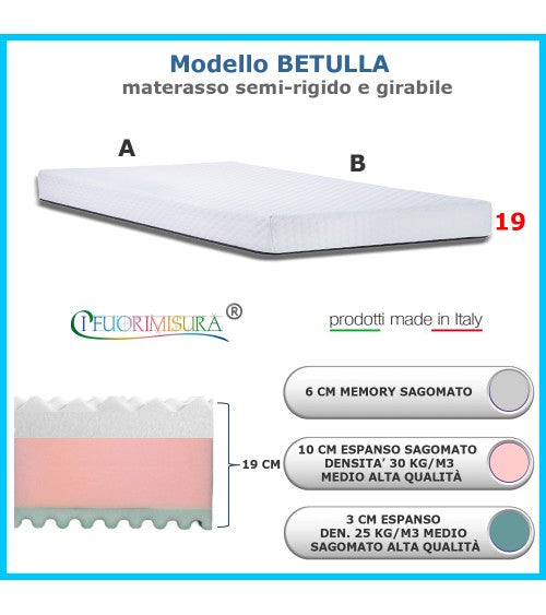 Modello Betulla - materasso semi-rigido con 6 cm di memory