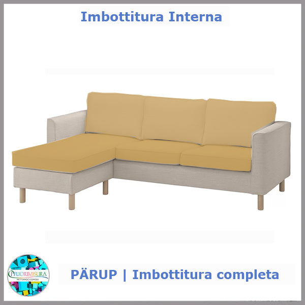 Imbottiture PÄRUP compatibile Ikea tre posti con chaise-longue complete