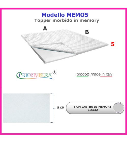 MEMO5 - Topper Memory lisse - épaisseur 5 cm