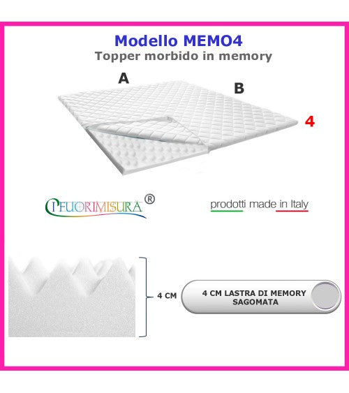 MEMO4 - Topper in Memory sagomato - spessore 4 cm